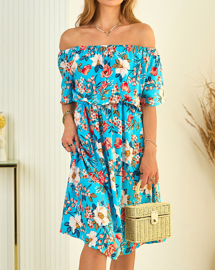 Royalfashion Robe midi à motifs pour femme a'la hiszpanka