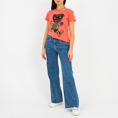 T-shirt imprimé corail pour femme - Vêtements