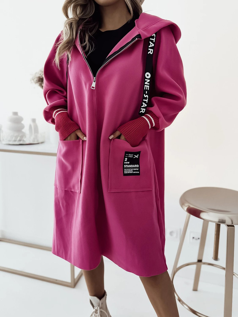 Royalfashion Manteau femme longueur genou veste en fuchsia