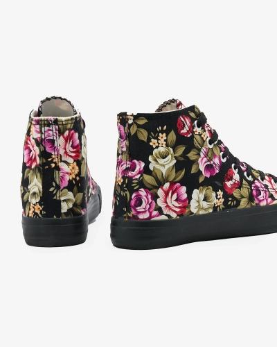 Royalfashion Baskets hautes noires à fleurs pour femme Soxic