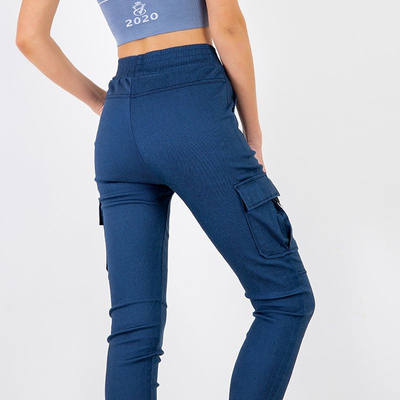 Pantalon cargo femme bleu marine avec poches - Vêtements