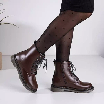 OUTLET Bottines en éco-cuir marron foncé pour femmes Lesita - Chaussures
