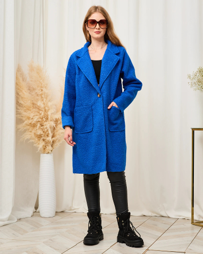 Royalfashion Manteau femme en peau de mouton Cobalt