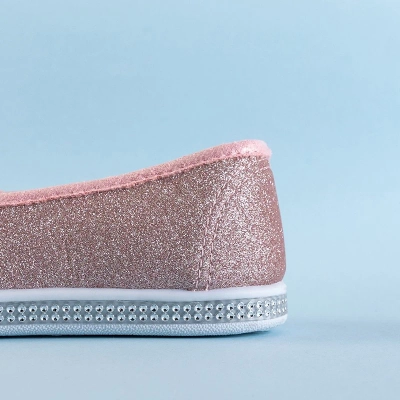 OUTLET Ballerines enfants en brocart rose avec un nœud Trylina - Chaussures