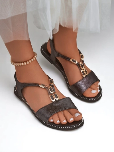 Royalfashion Sandales pour femmes avec lanières décoratives Siena Glow