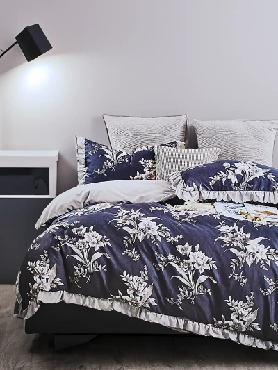 Royalfashion Ensemble de literie à motifs avec volant 160x200 lot de 3 PIÈCES