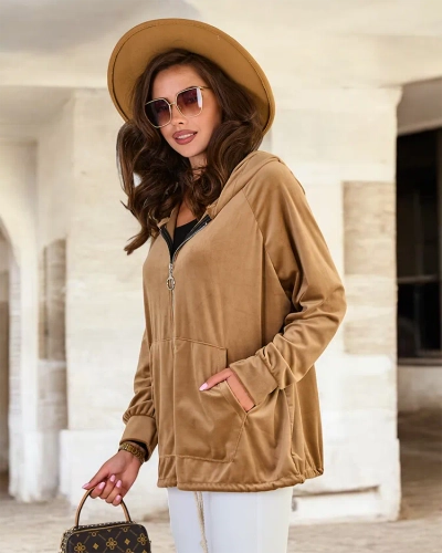 Royalfashion Sweat à capuche dézippée pour femme