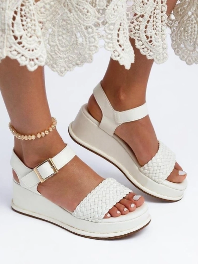 Royalfashion Sandales compensées femme avec bride tressée Fiolle