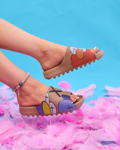 Pantoufles Elmino dorées pour femmes - Chaussures