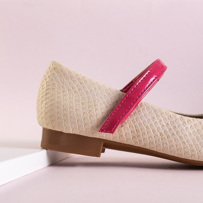 Ballerines filles beiges avec gaufrage animal de Potesa - Chaussures