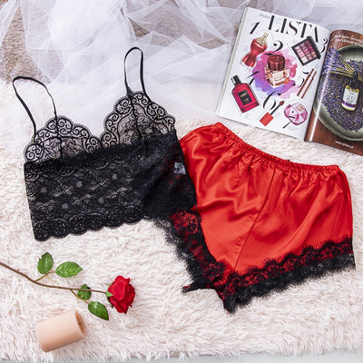 Pyjama femme deux pièces rouge - Vêtements