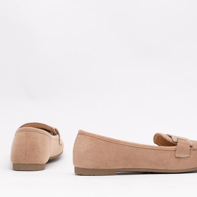 Mocassins femme en éco-daim beige Reiaka - Chaussures