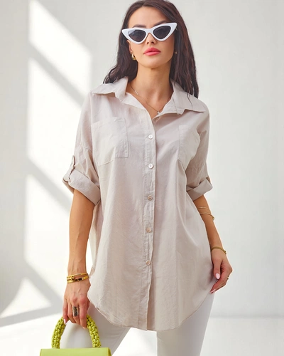 Chemise en coton pour femmes Royalfashion avec manches 3/4
