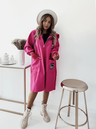 Royalfashion Manteau femme longueur genou veste en fuchsia