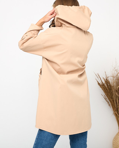 Veste manteau femme beige avec capuche - Vêtements