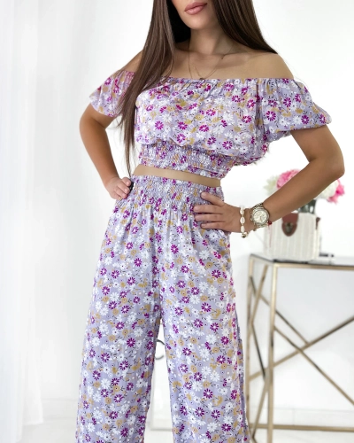 Royalfashion Ensemble floral deux pièces pour femmes