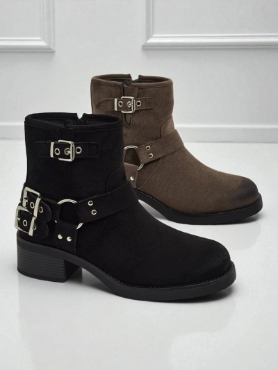 Bottines pour femmes en daim écologique avec boucles Valtos