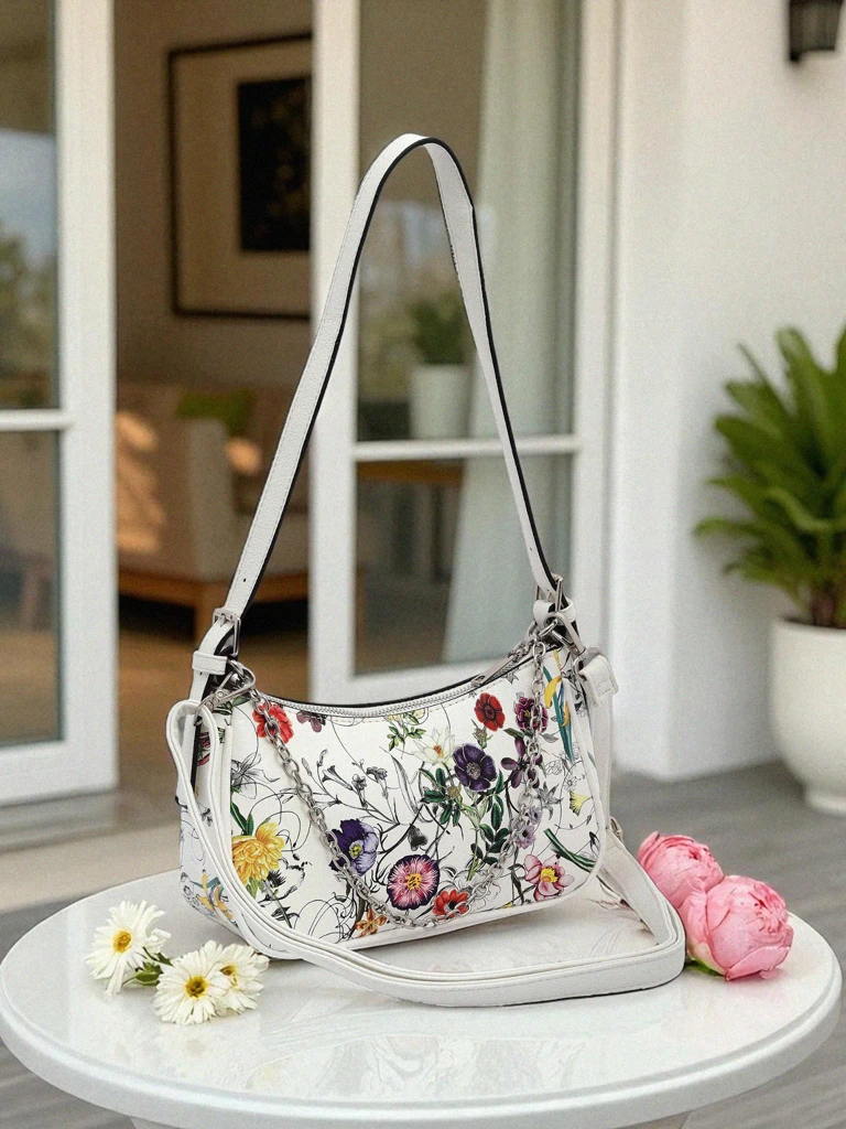 Royalfashion Petit sac à main pour femme en cuir écologique avec fleurs Lily Bloom