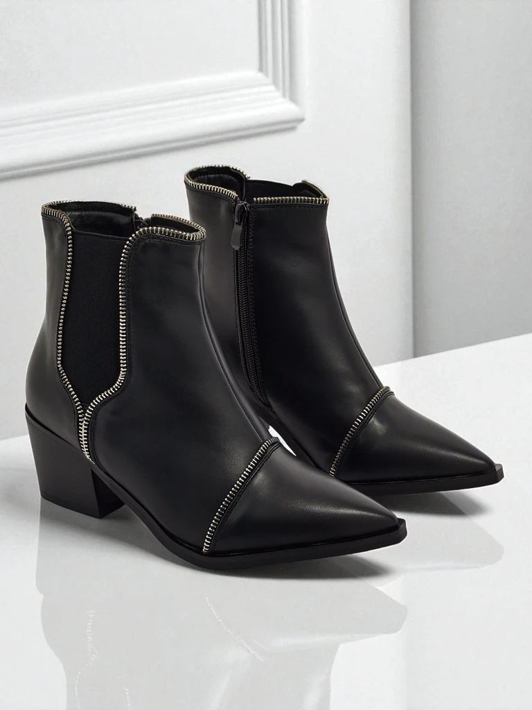 Bottines femme en cuir écologique à talon bloc Omen Glade