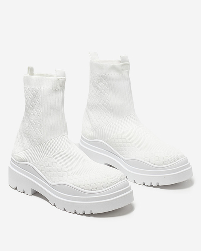 Bottines blanches pour femme à talon plat Seritis - Footwear