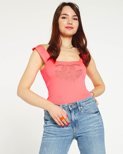 Top femme rose avec zircons cubiques - Vêtements