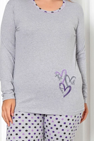 Ensemble de pyjama en coton pour femmes Royalfashion, 2 pièces, à pois TAILLE PLUS