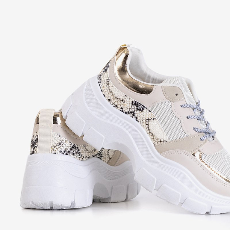 Baskets de sport pour femmes beiges avec motif animalier Erwin's - Footwear