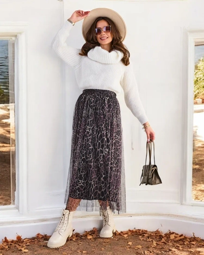Jupe midi pour femme à motif Royalfashion avec tulle