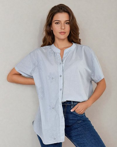 Royalfashion Chemise oversize brodée pour femme
