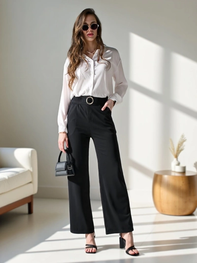 Pantalons larges pour femmes Royalfashion avec une boucle décorative