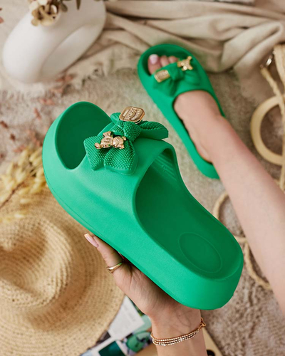 Royalfashion Tongs en caoutchouc pour femme avec nœud décoratif Afeen