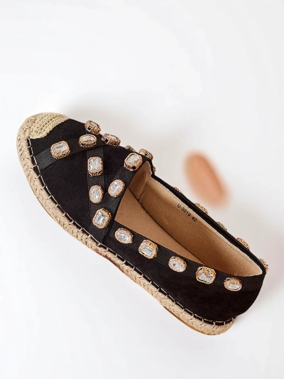 Espadrilles pour femmes noires avec cristaux Wamba - Chaussures
