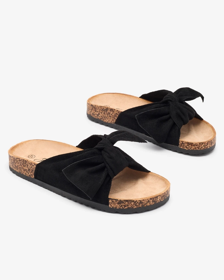 Tongs femme avec nœud en noir Orofdo- Footwear