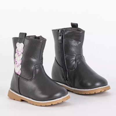 OUTLET Boots fille grises avec tige décorative Nokimi-Shoes
