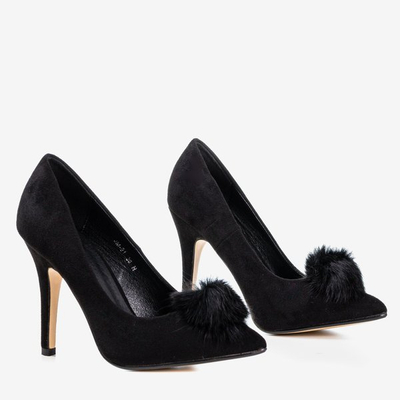 Escarpins noirs à talon aiguille avec pompon Amalia - Footwear
