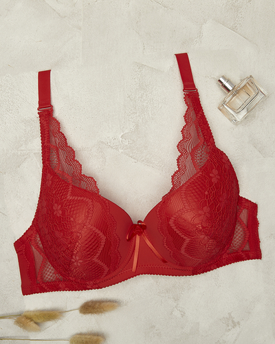 Soutien-gorge rouge pour femmes avec dentelle- Lingerie