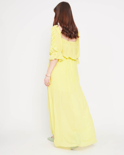 Robe longue espagnole jaune pour femme - Vêtements