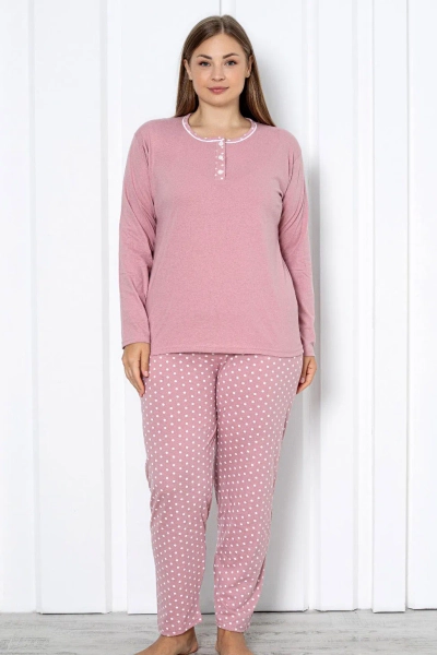 Royalfashion Pyjama Femme en Coton 2-Pièces à Pois TAILLE PLUS