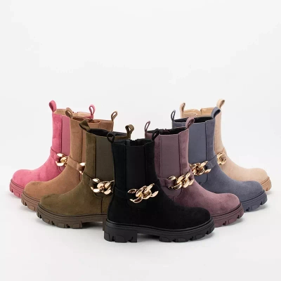 OUTLET Bottines rose foncé en éco daim Quon- Footwear