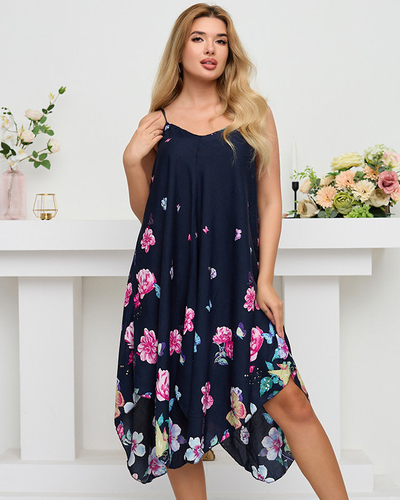 Robe fleurie bleu marine femme - Vêtements