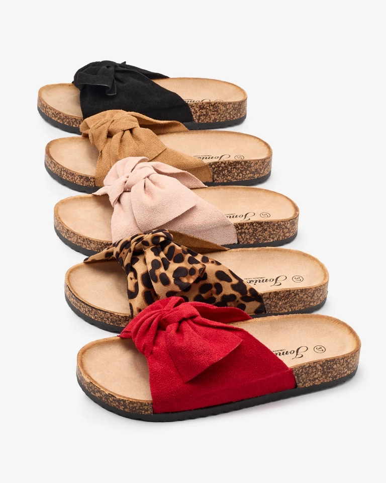 Tongs femme avec nœud en noir Orofdo- Footwear