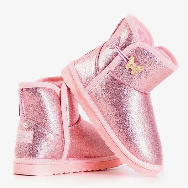 OUTLET Bottes de neige pour enfants roses avec papillon Umabela - Footwear