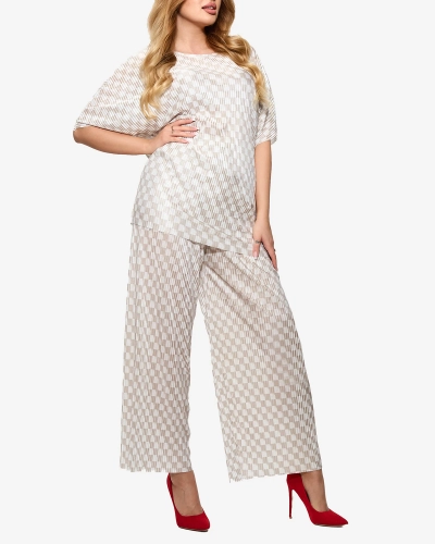 Ensemble plissé beige pour femme - Vêtements