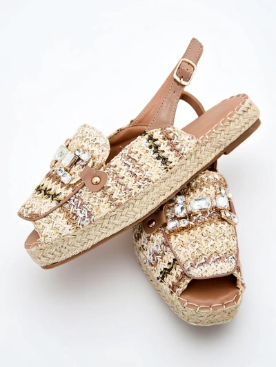 Royalfashion Espadrilles pour femmes à bout ouvert