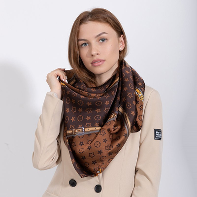 Écharpe marron à motifs - Echarpes