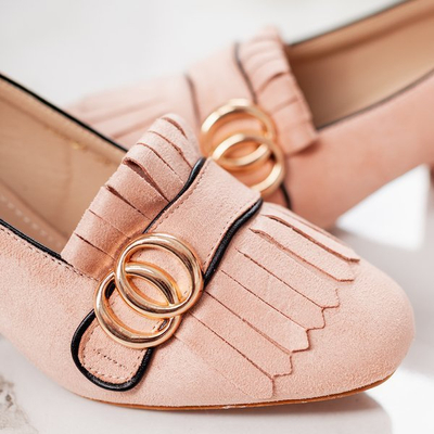 Escarpins roses avec des décorations sur les talons bas Ever - Chaussures 1