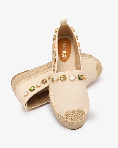 OUTLET Royalfashion Espadrilles pour femmes avec cristaux en beige Ziennie
