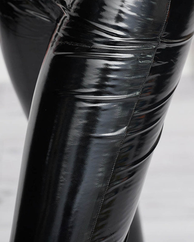 Leggings noirs en vinyle pour femmes - Vêtements