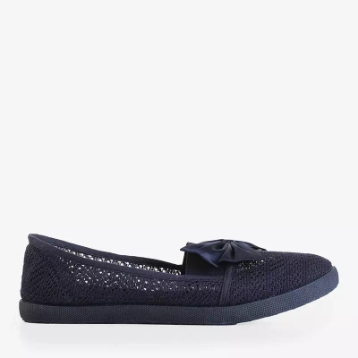 OUTLET Slip ajouré femme bleu marine à nœud Azaria - Chaussures