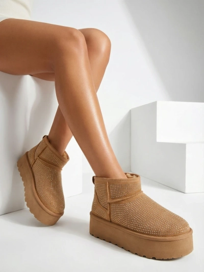 Royalfashion Bottes de neige pour femmes beige à la mode UGGs Corob